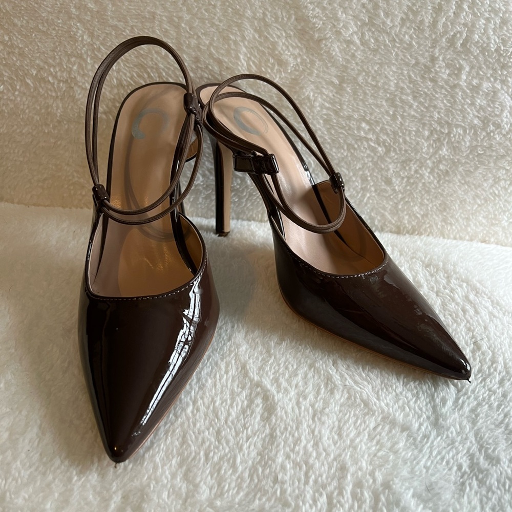 Brown Patent Leather Heel